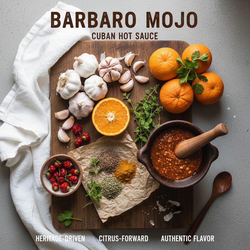 Authentic Cuban hot sauce bottles by Barbaro Mojo