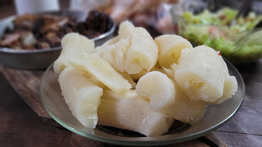 Cuban yuca con mojo (cassava with garlic citrus sauce)
